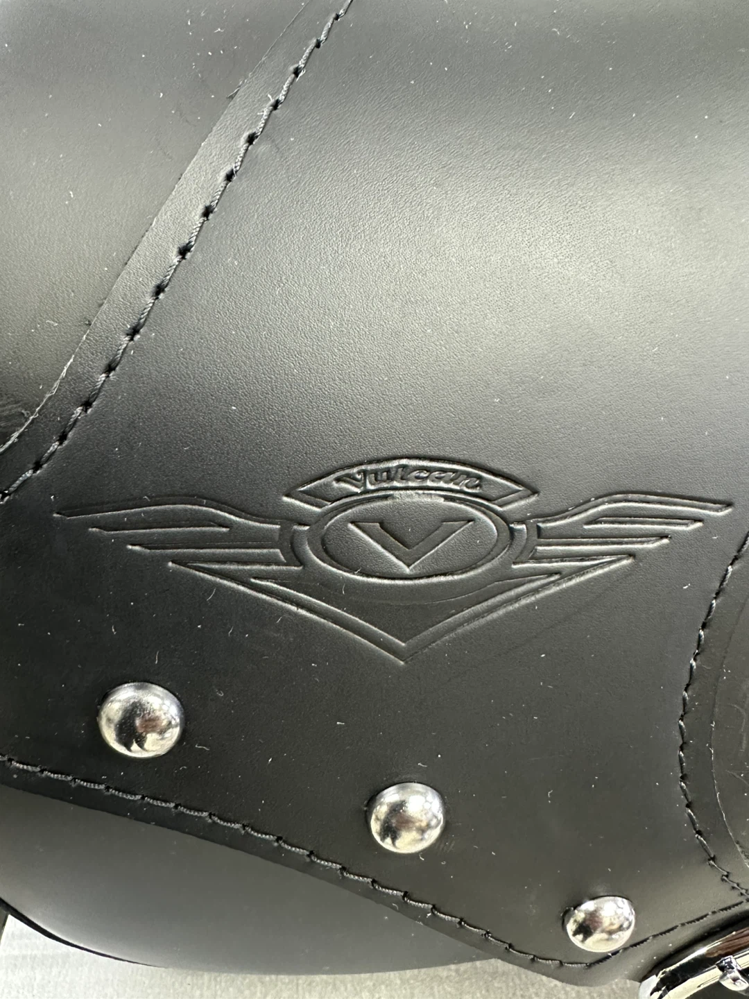 1 Kawasaki Vulcan Black Leather Motorcycle Saddlebags with Studs - photo 2