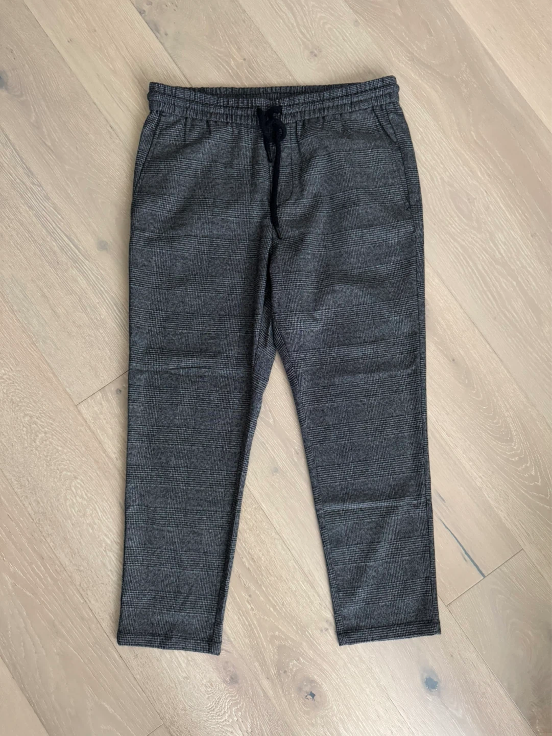 ONLY & SONS Grey Plaid Elastic Waist Pants - X-Large