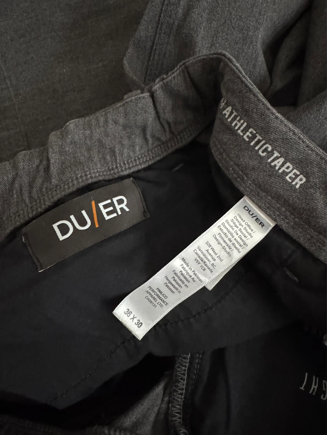 DU/ER Athletic Taper Pants - Charcoal Grey - 36 x 30 - photo 3
