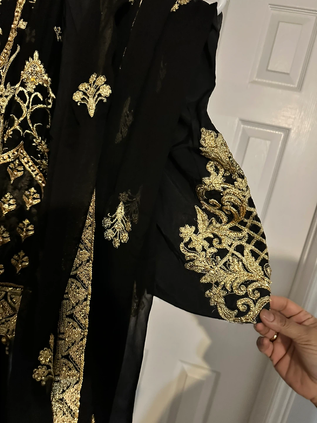 Black and Gold Embroidered Outfit with Scarf - photo 3