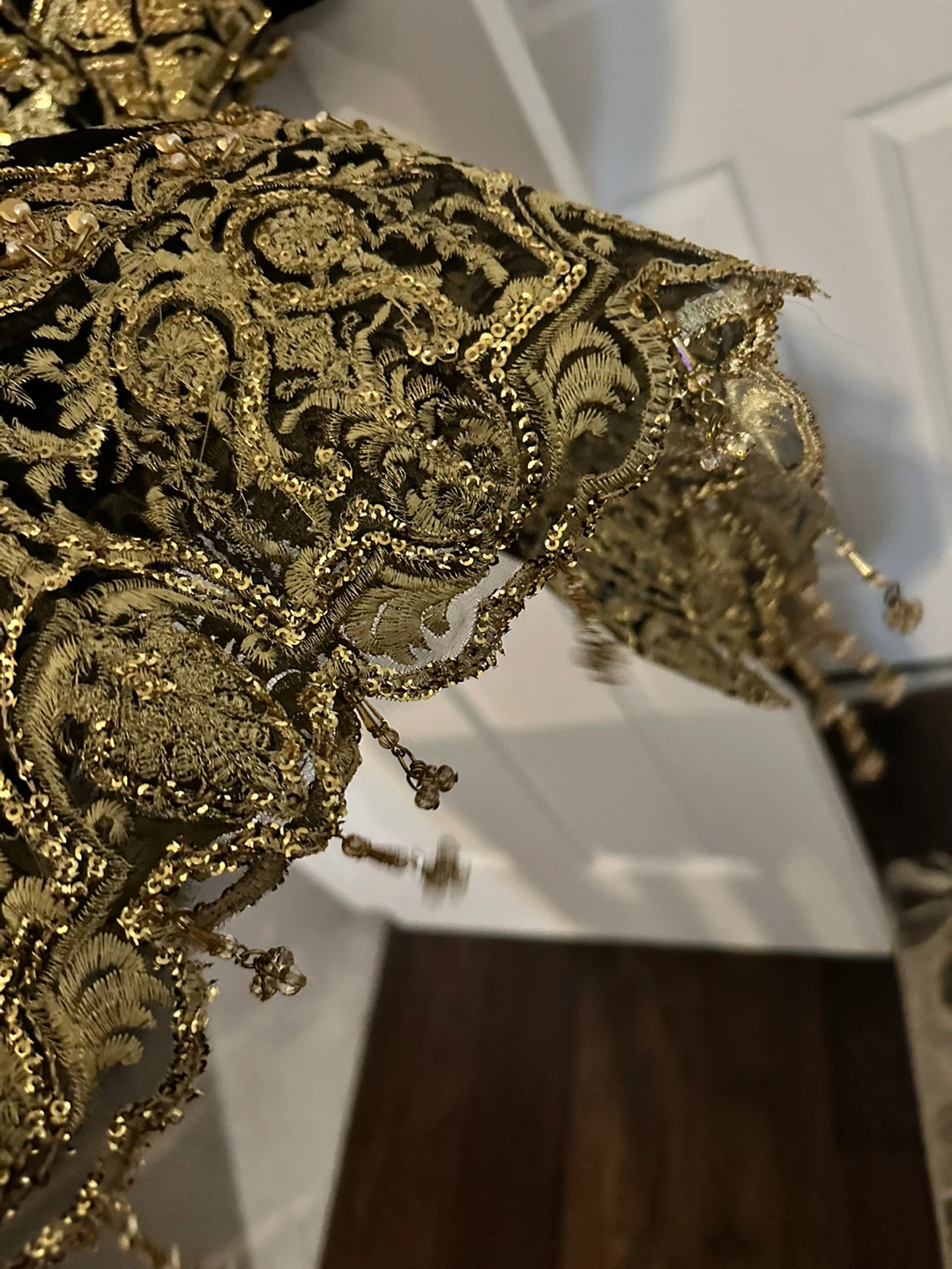 Black and Gold Embroidered Outfit with Scarf - photo 2