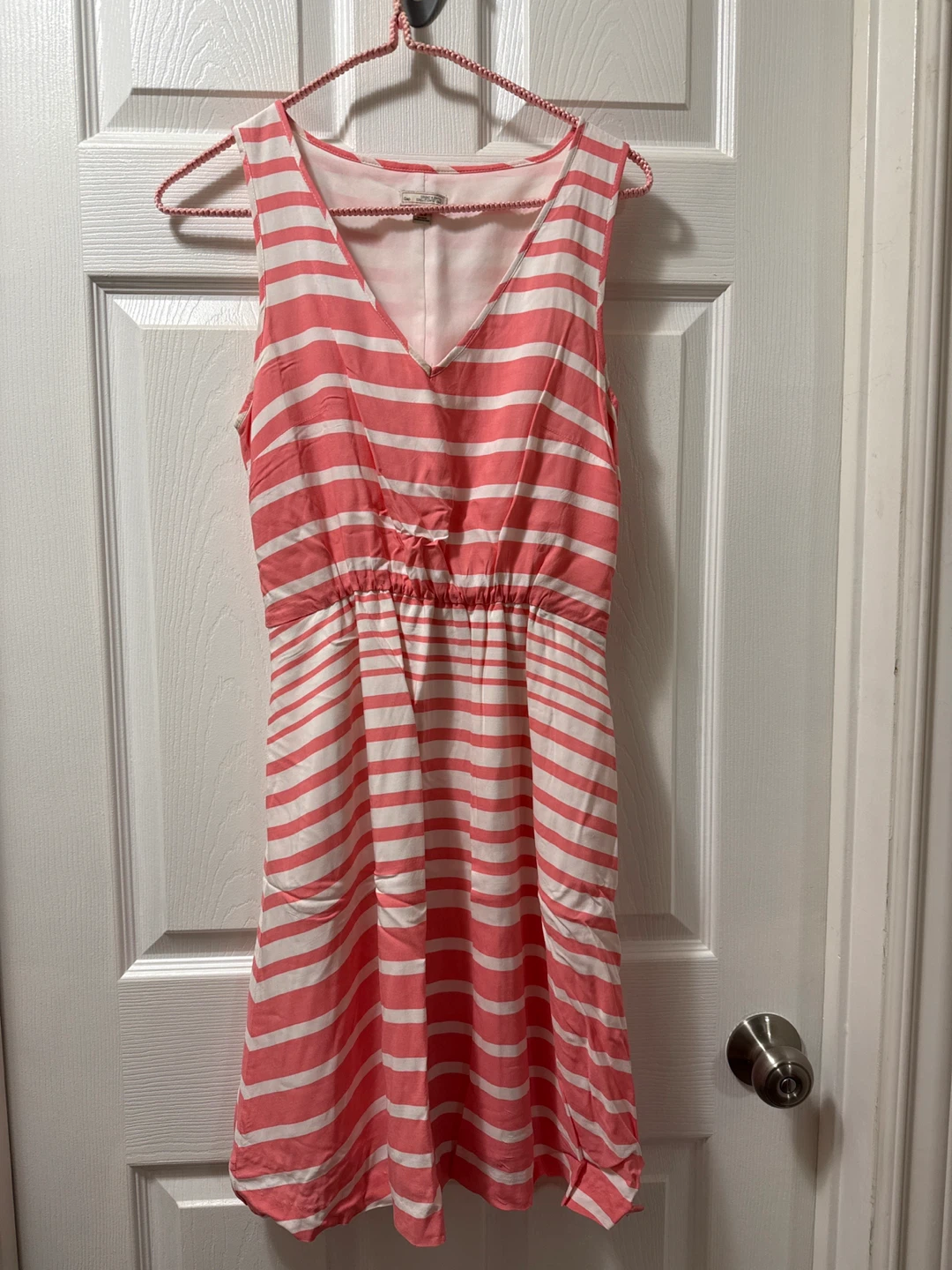 Coral and White Striped Maxi Dress