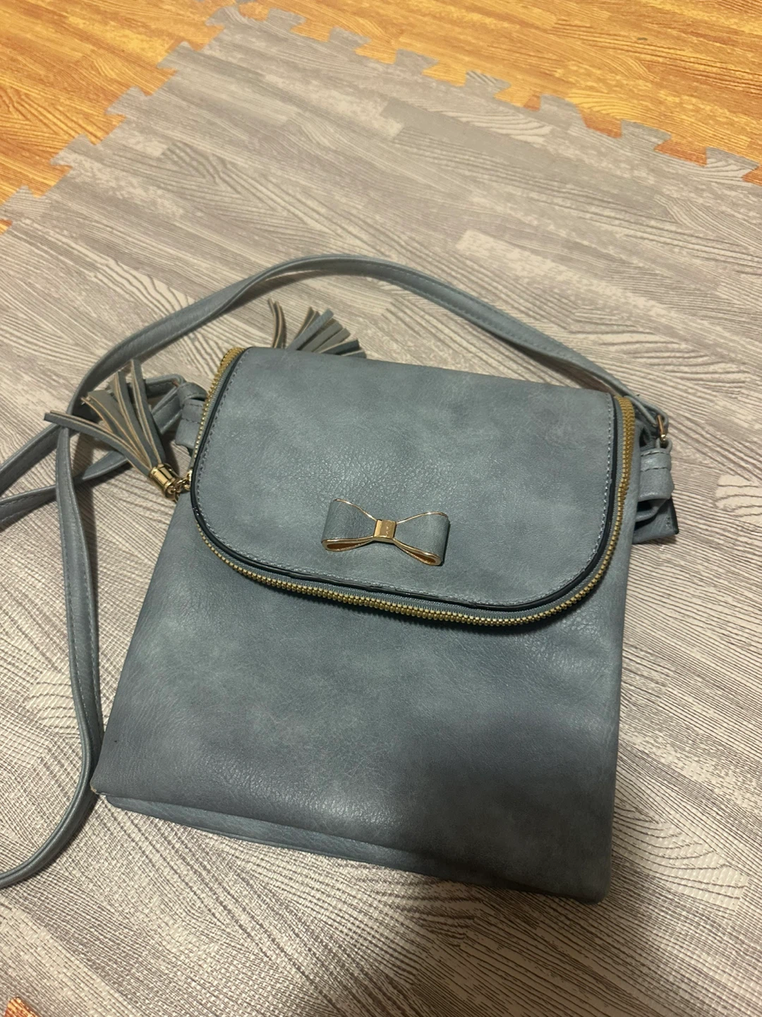 Grey Crossbody Bag with Bow