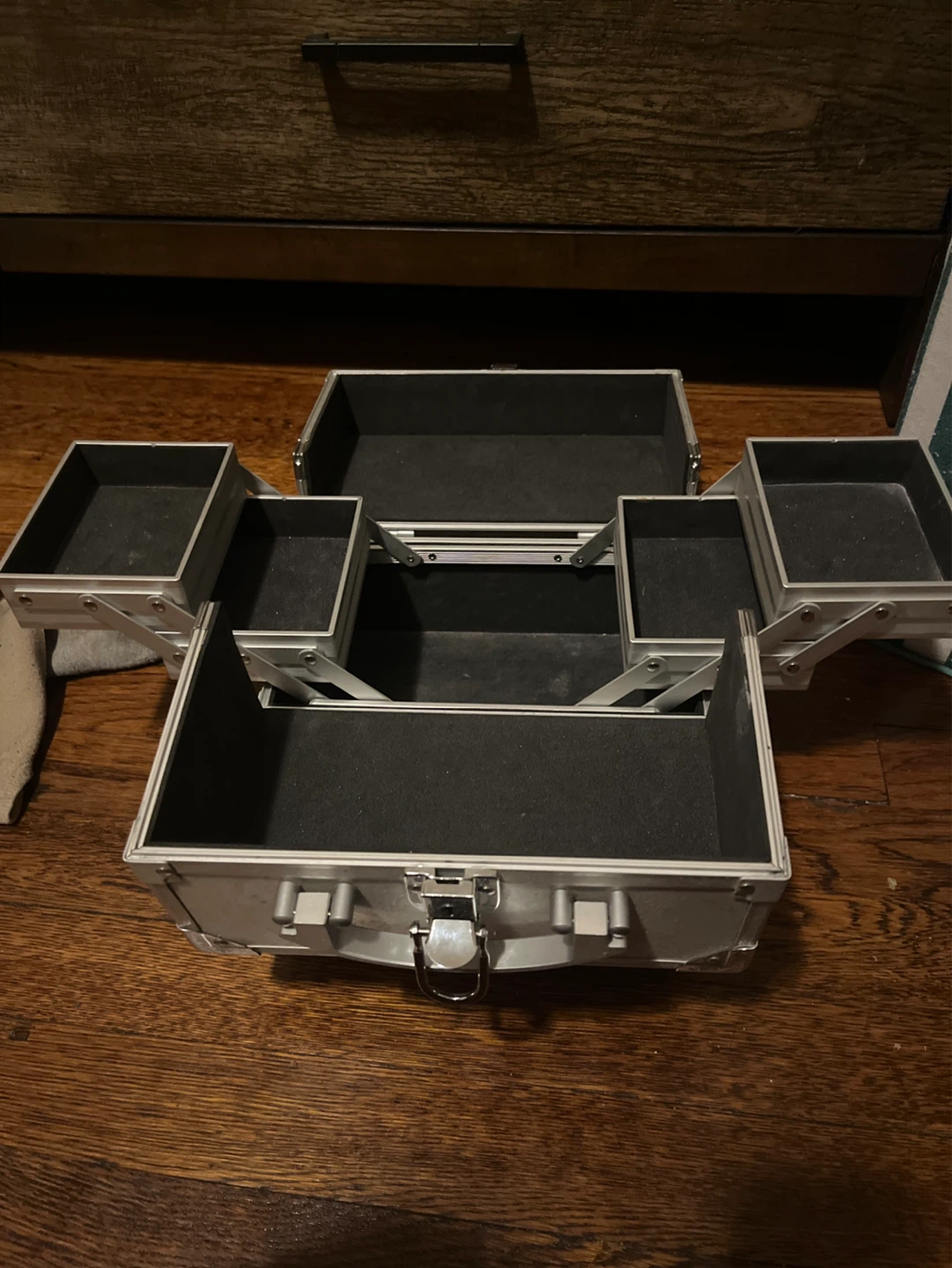 Silver Makeup Train Case with Expandable Trays - photo 2