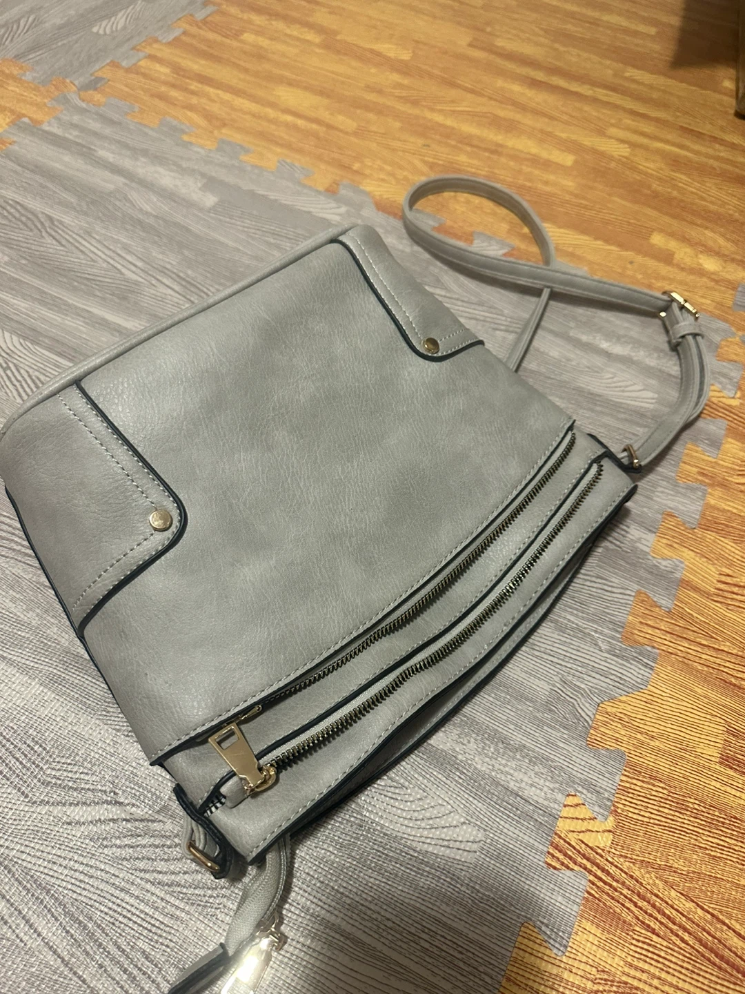Grey Faux Leather Crossbody Bag - photo 2