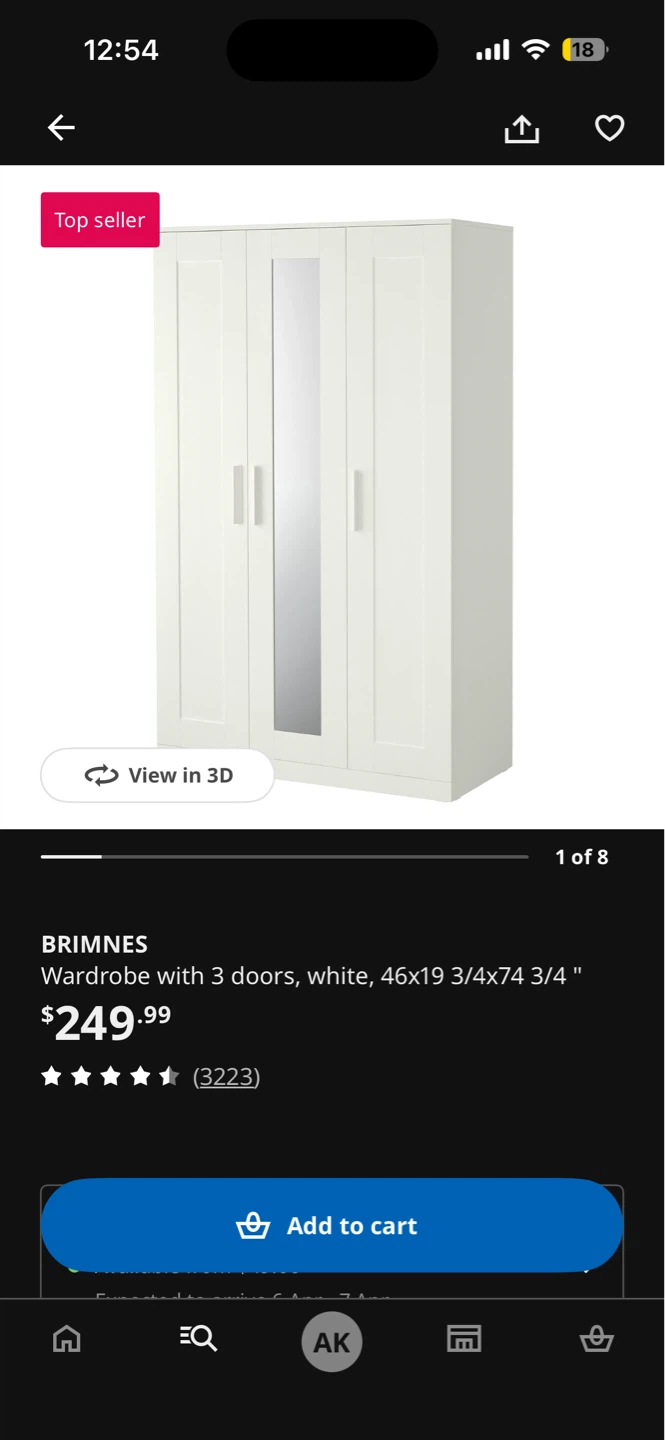 IKEA BRIMNES 3-Door Wardrobe with Mirrors - photo 5