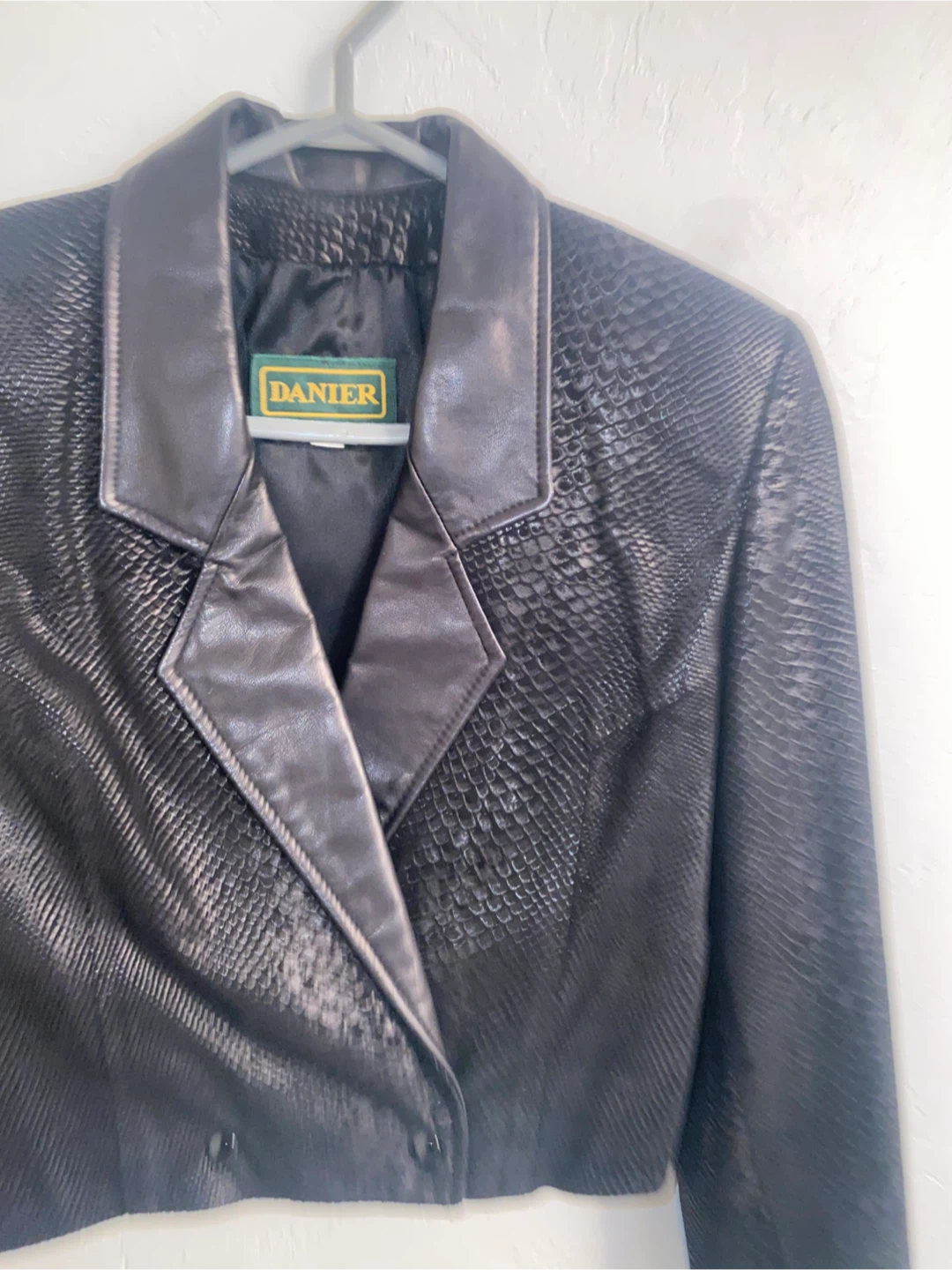 DANIIR Black Faux Snake Skin Leather Jacket Size S/P - photo 4