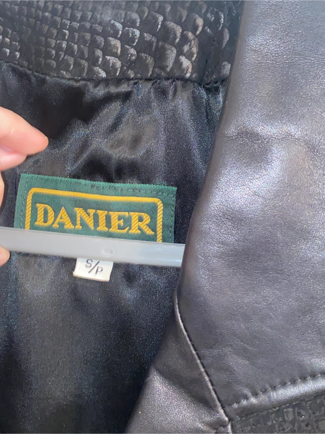 DANIIR Black Faux Snake Skin Leather Jacket Size S/P - photo 2
