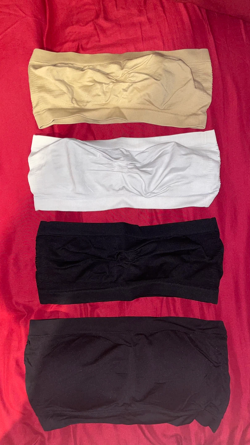 4-Pack Seamless Bandeau Bras - Black, White, Nude