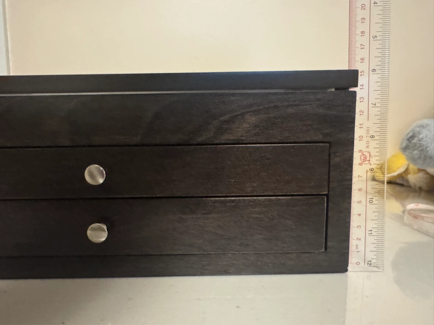 Dark Wood Jewelry Box Organizer with Glass Lid and Drawers - photo 5