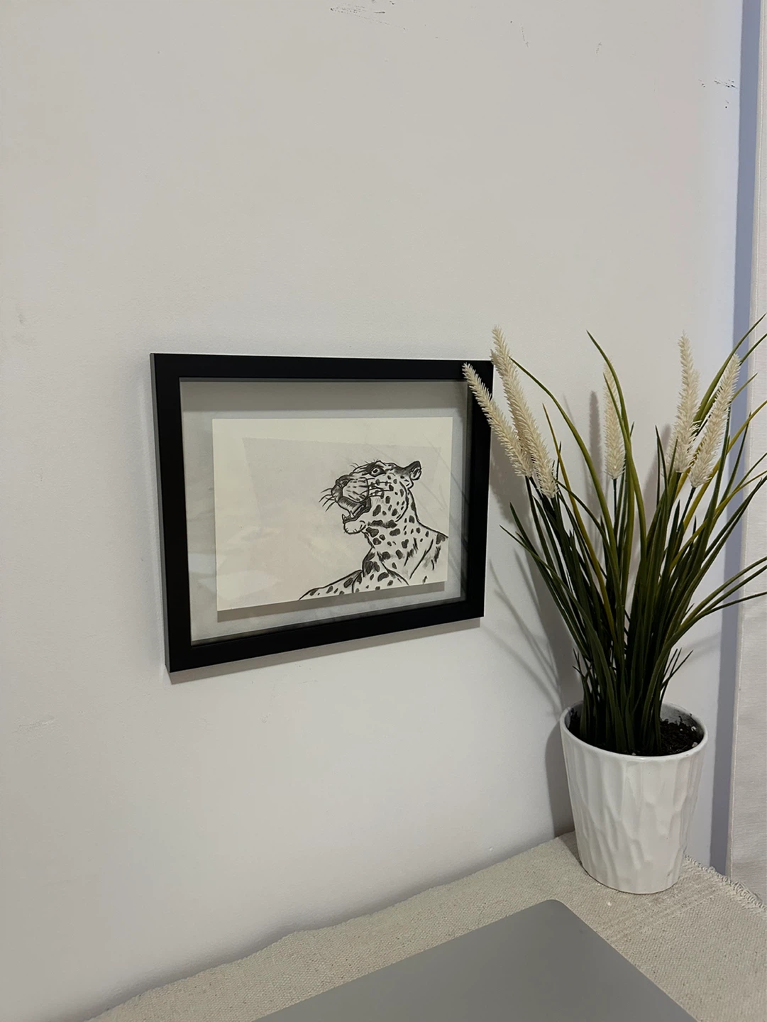 Framed Leopard Using Charcoal - photo 3
