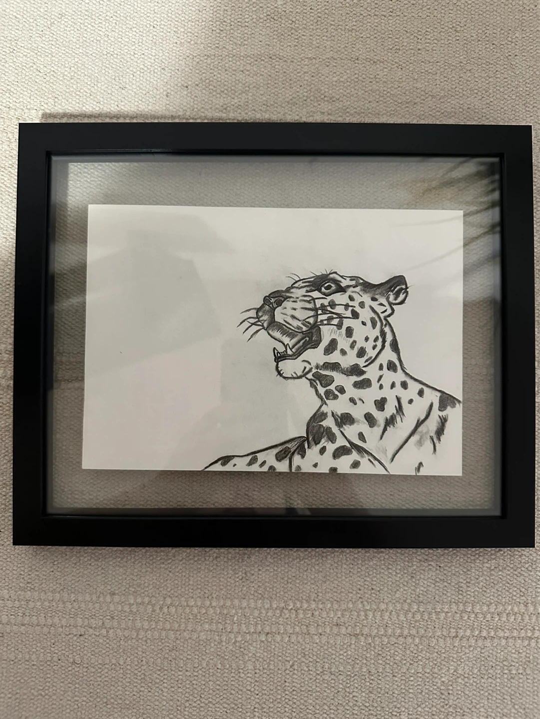 Framed Leopard Using Charcoal