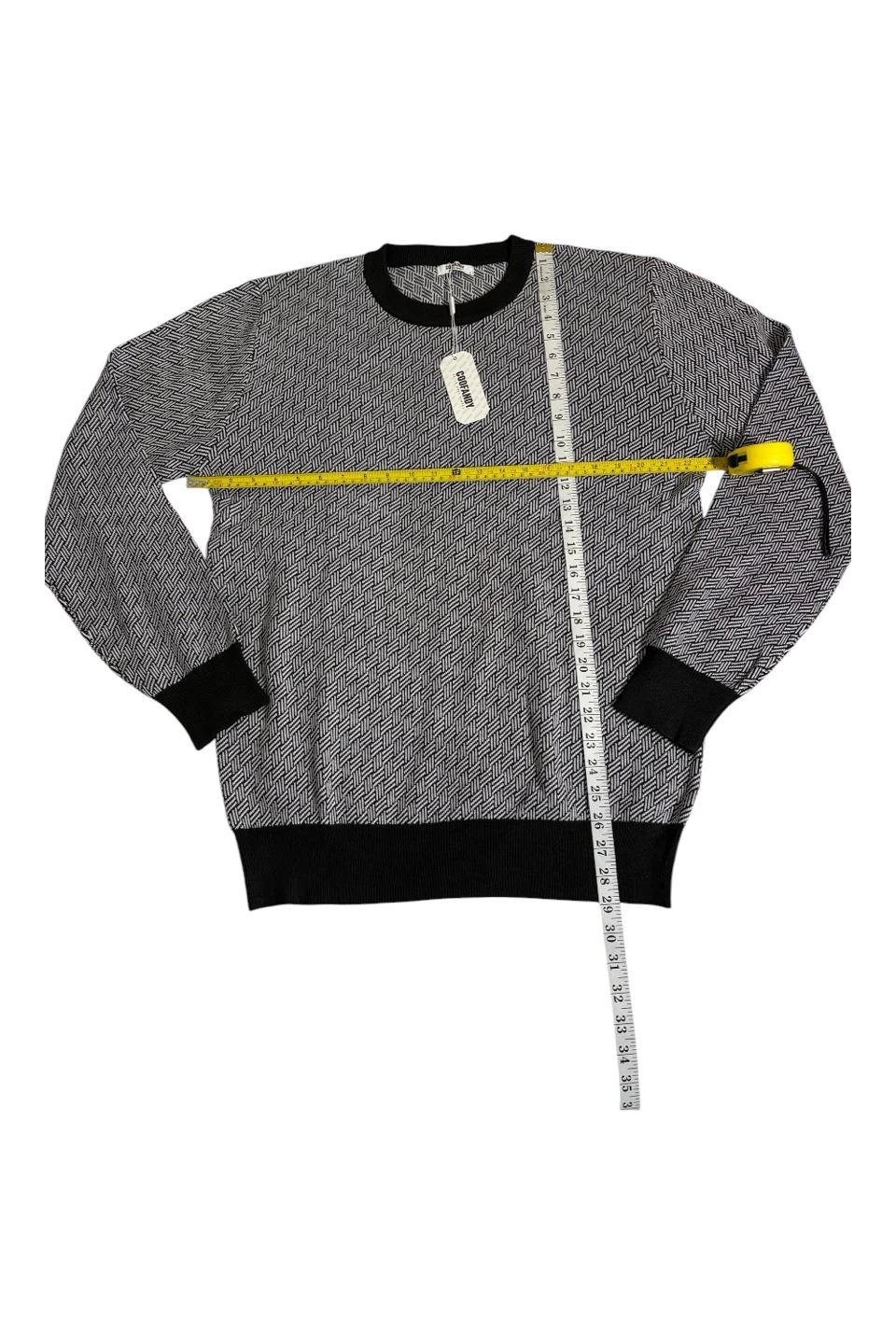 COOFANDY Men's Knit Sweater Black & White Pattern Size L - photo 3