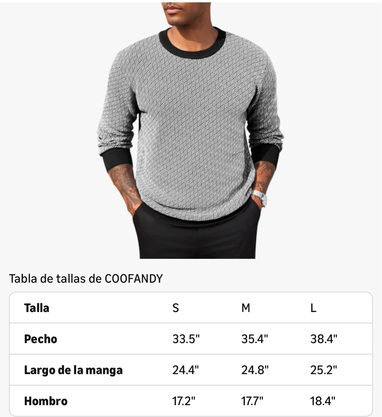 COOFANDY Men's Knit Sweater Black & White Pattern Size L - photo 2