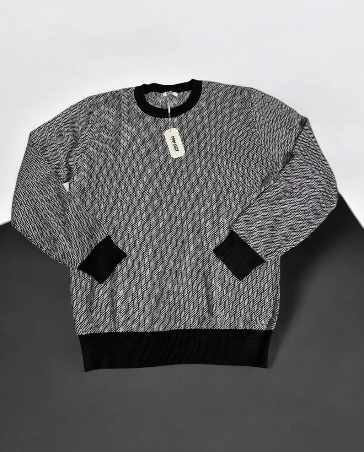 COOFANDY Men's Knit Sweater Black & White Pattern Size L - photo 4