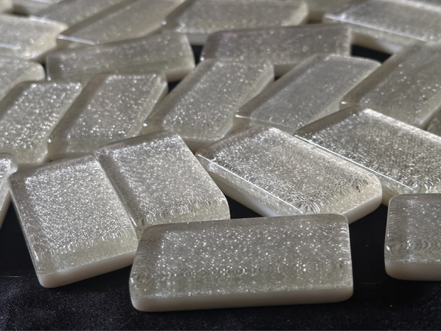 VTG Pavilion L E  Silver Glitter Sparkle Double 9 Dominos - photo 3