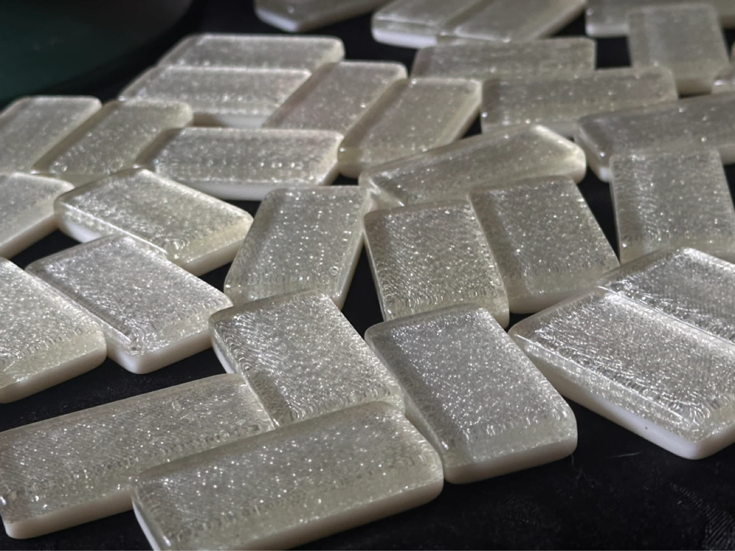 VTG Pavilion L E  Silver Glitter Sparkle Double 9 Dominos - photo 2