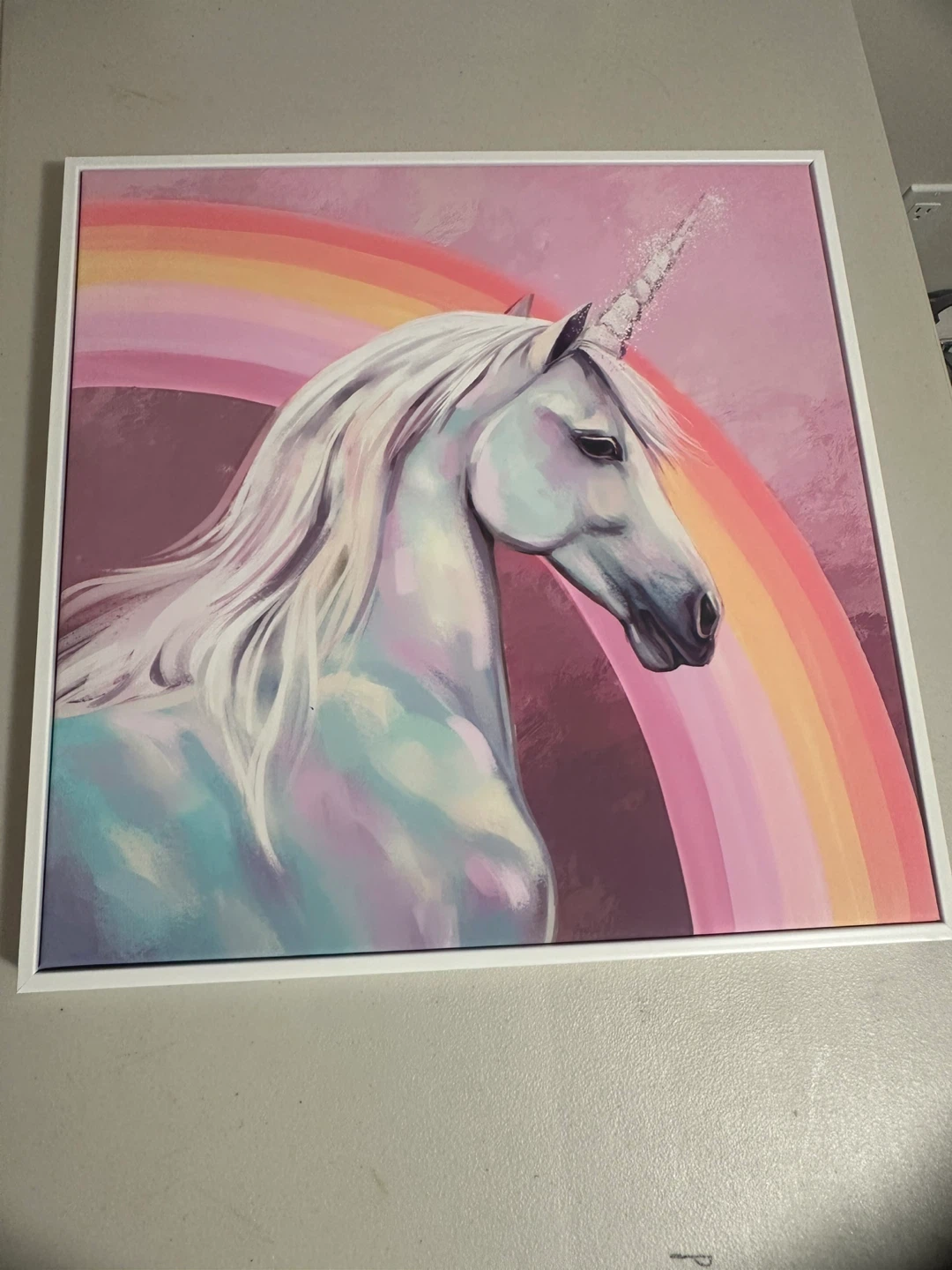 Framed Unicorn and Rainbow Wall Art