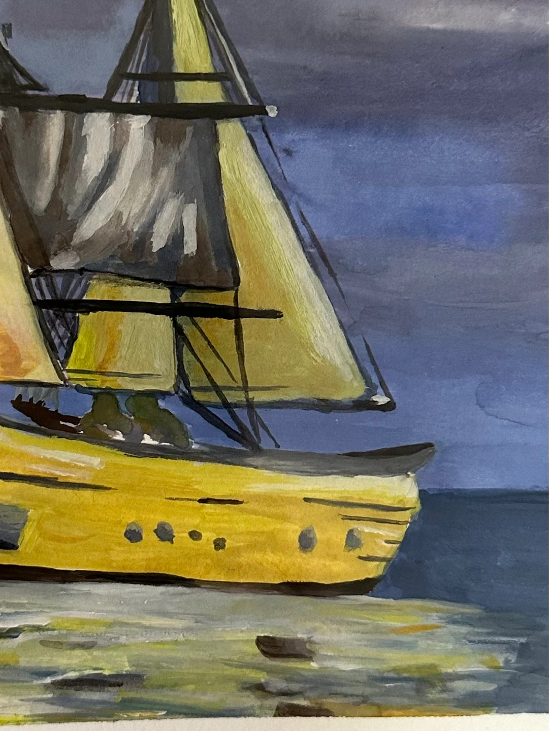 Framed Watercolor Painting of a Sailboat - photo 4
