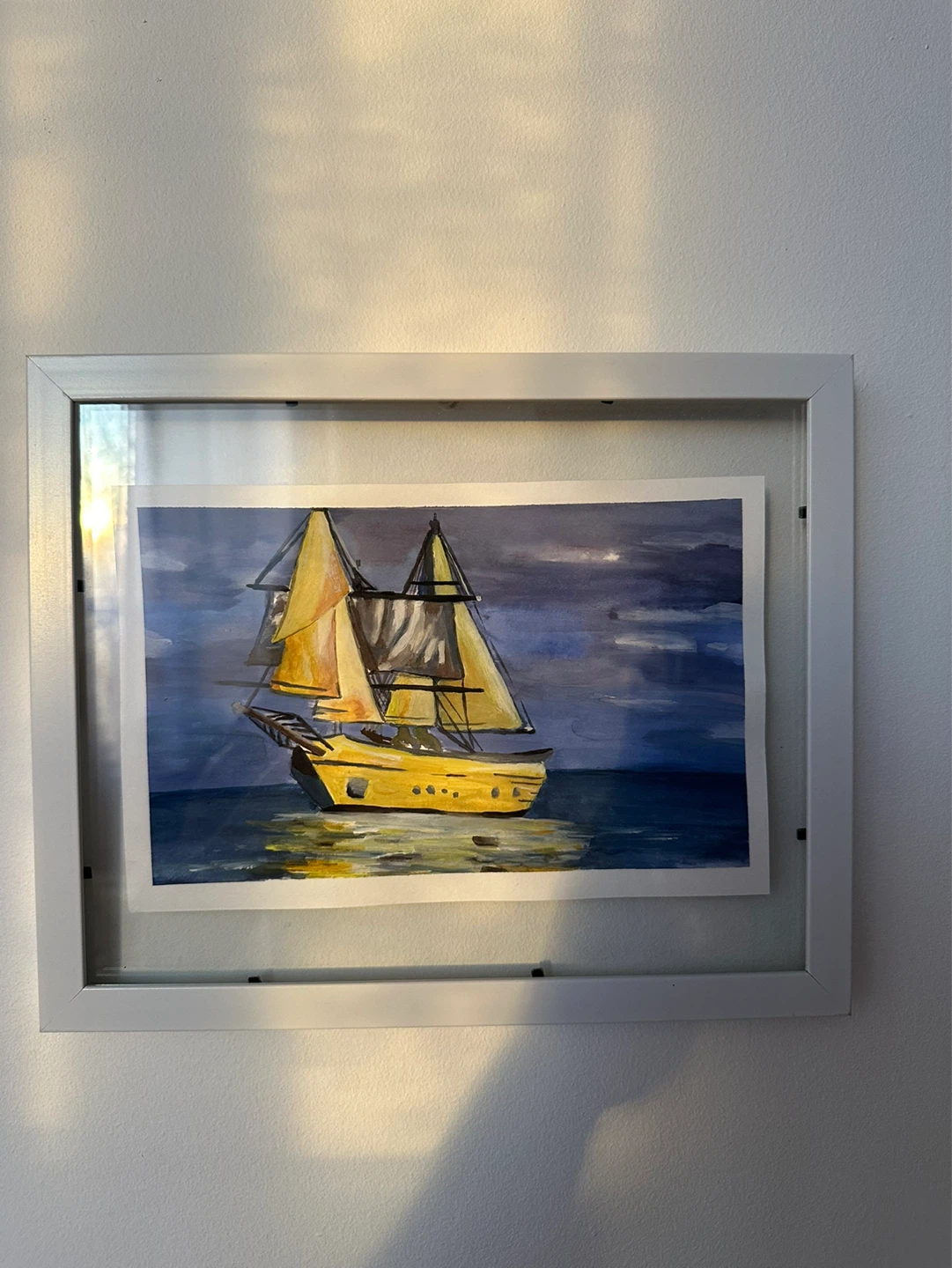 Framed Watercolor Painting of a Sailboat - photo 2