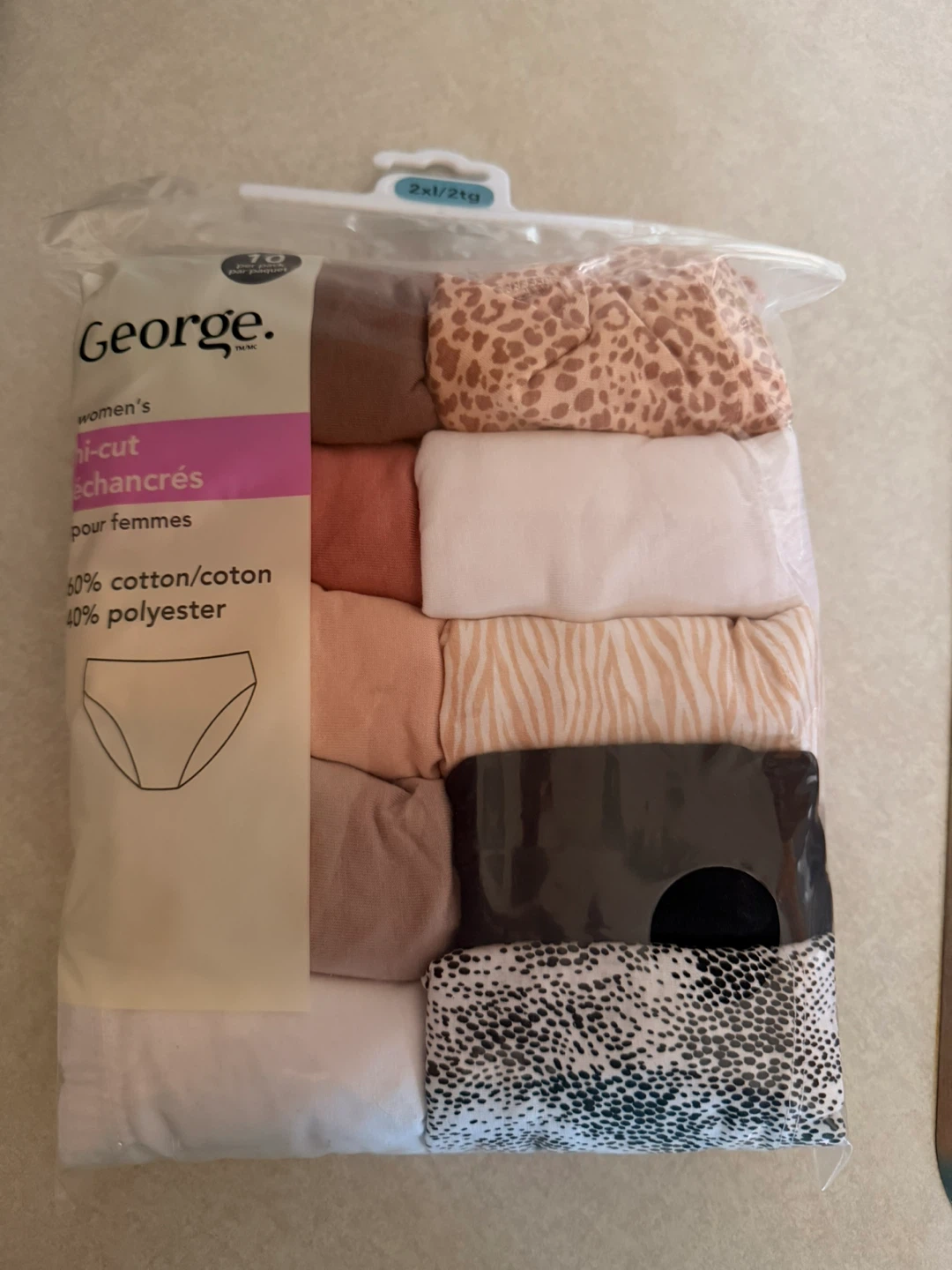 George Women's 10-Pack Hi-Cut Panties - Size 2XL