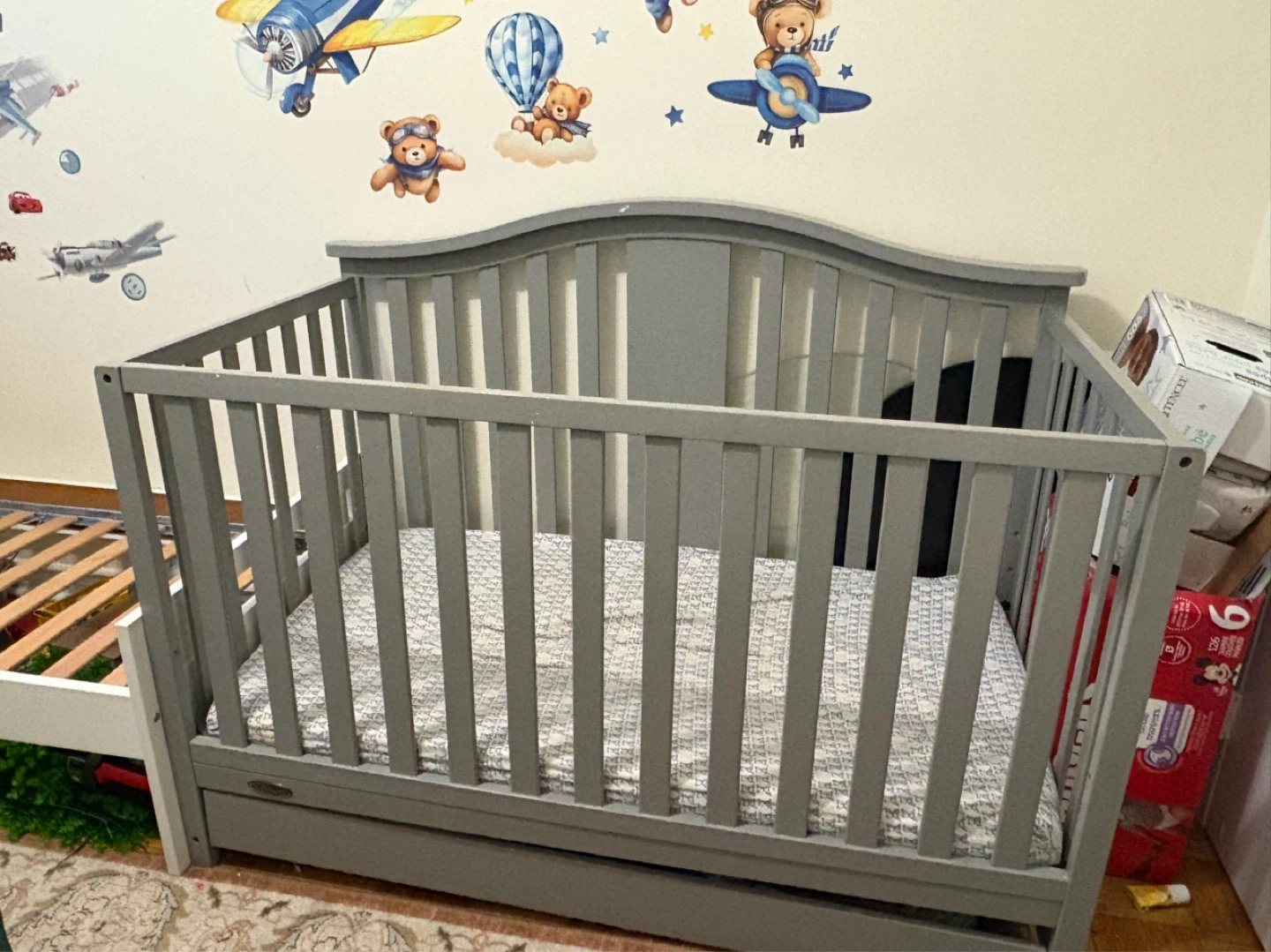 Graco Grey Convertible Crib with Drawer