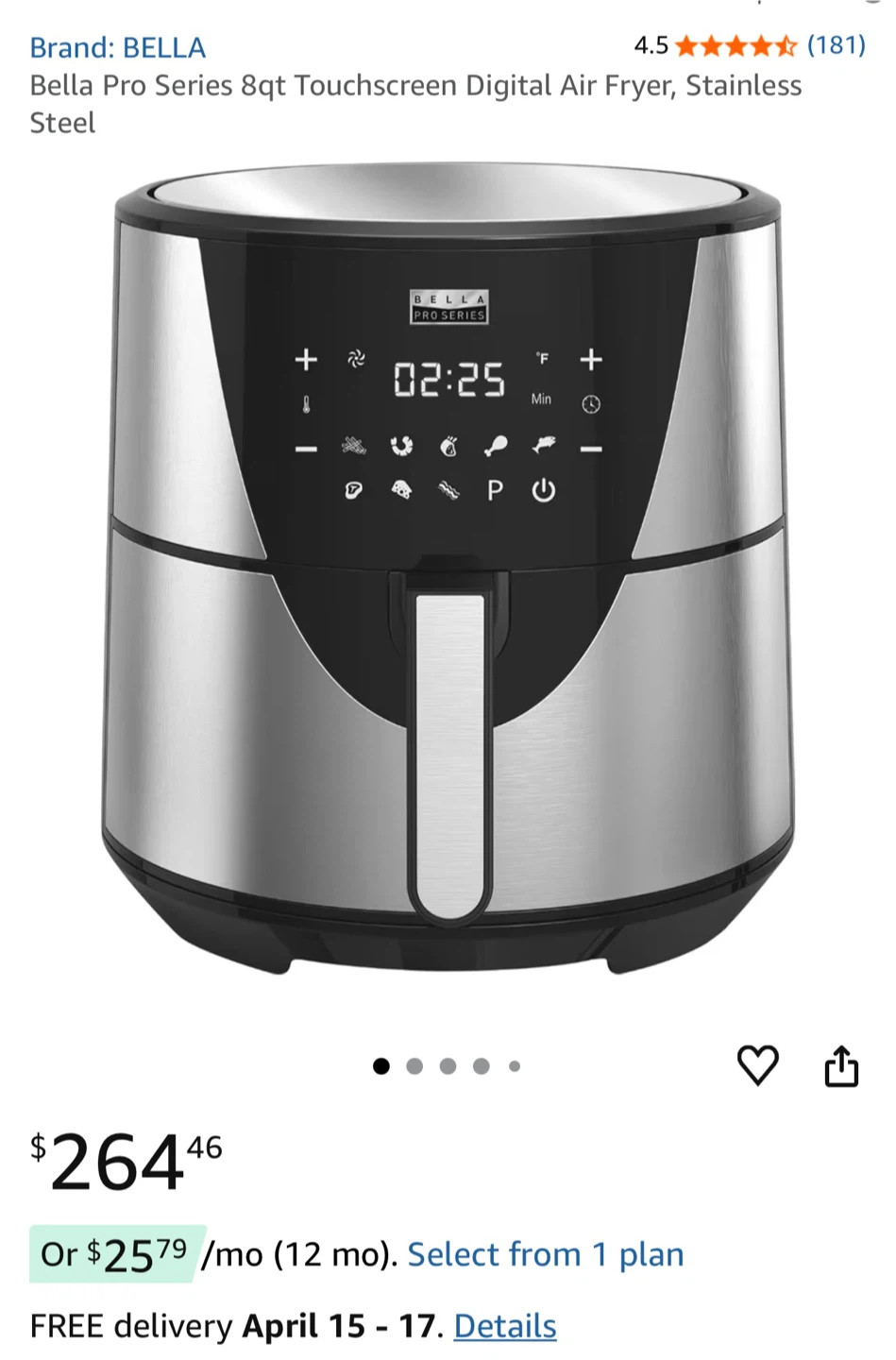 BELLA Pro Series Air Convection Fryer 8qt