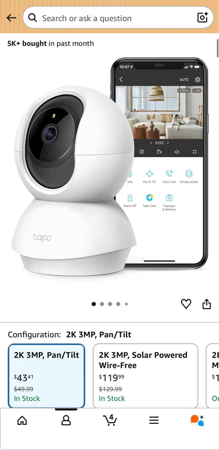 Tapo 2K 3MP Pan/Tilt Security Camera