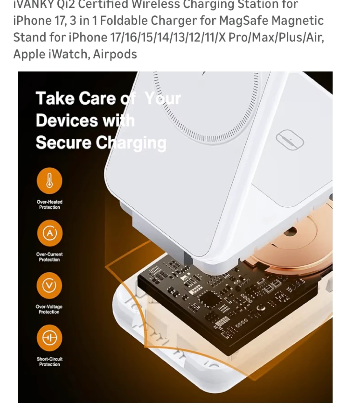 iVANKY Certified 3 in 1 Wireless Charging -iPho, Watch, Airpods - photo 5