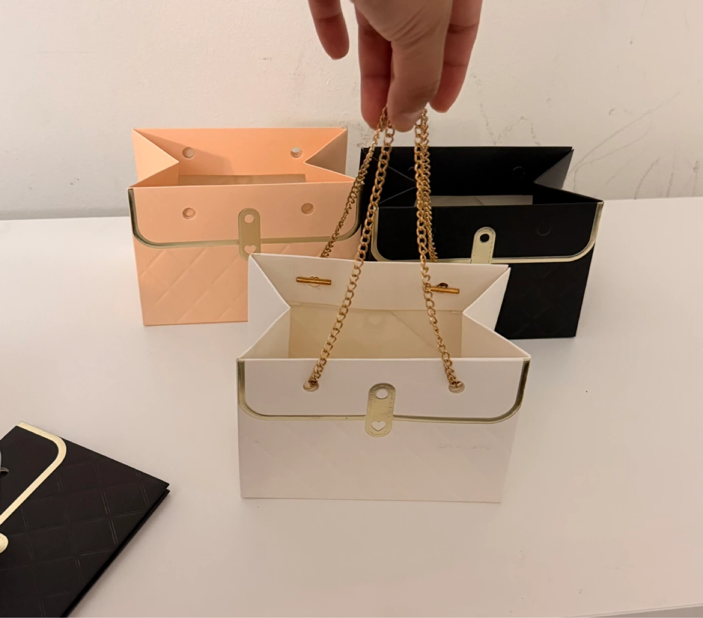 Set of 6 Purse-Shaped Gift Bags - Pink, Black, White - photo 2