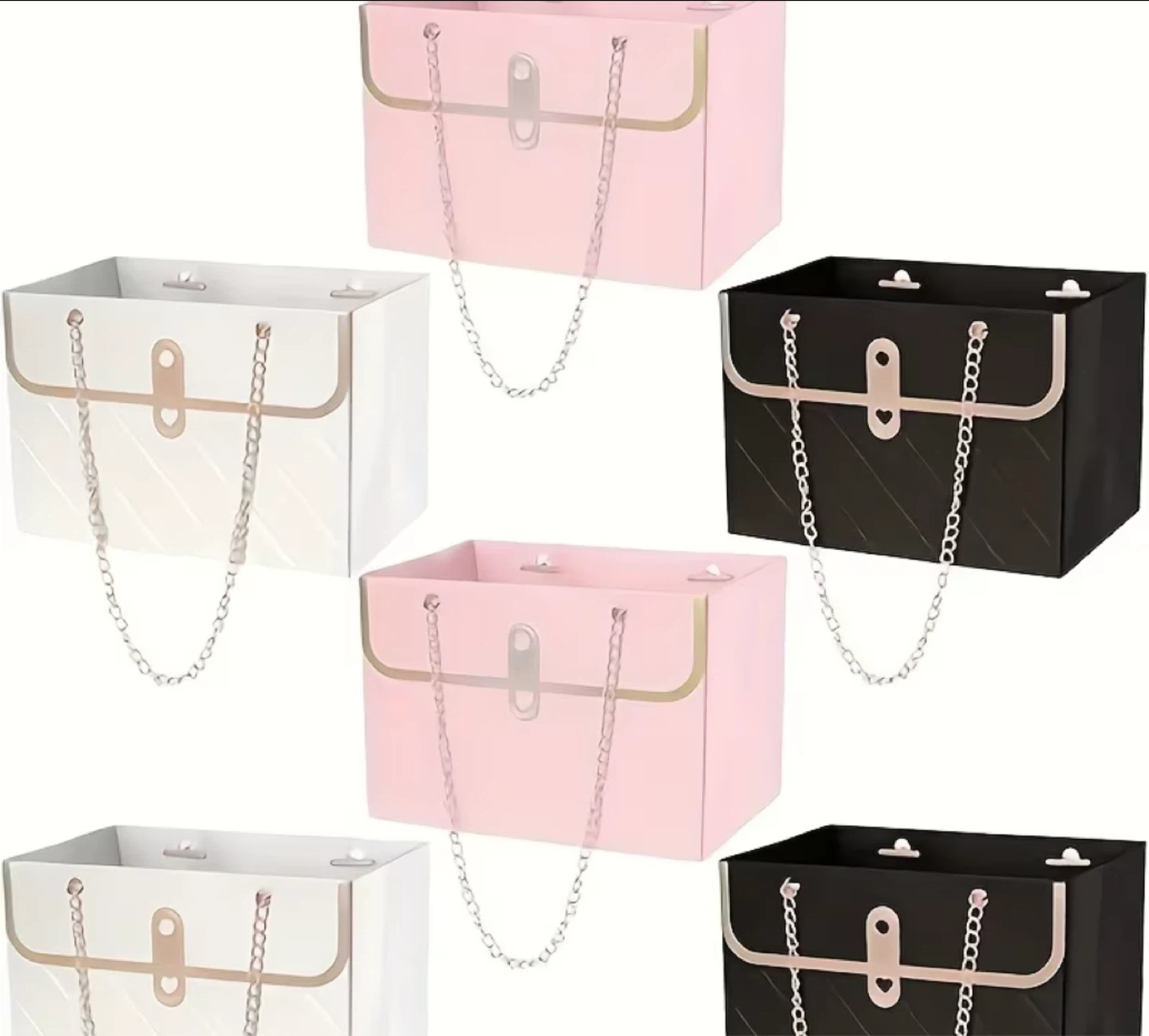 Set of 6 Purse-Shaped Gift Bags - Pink, Black, White - photo 5