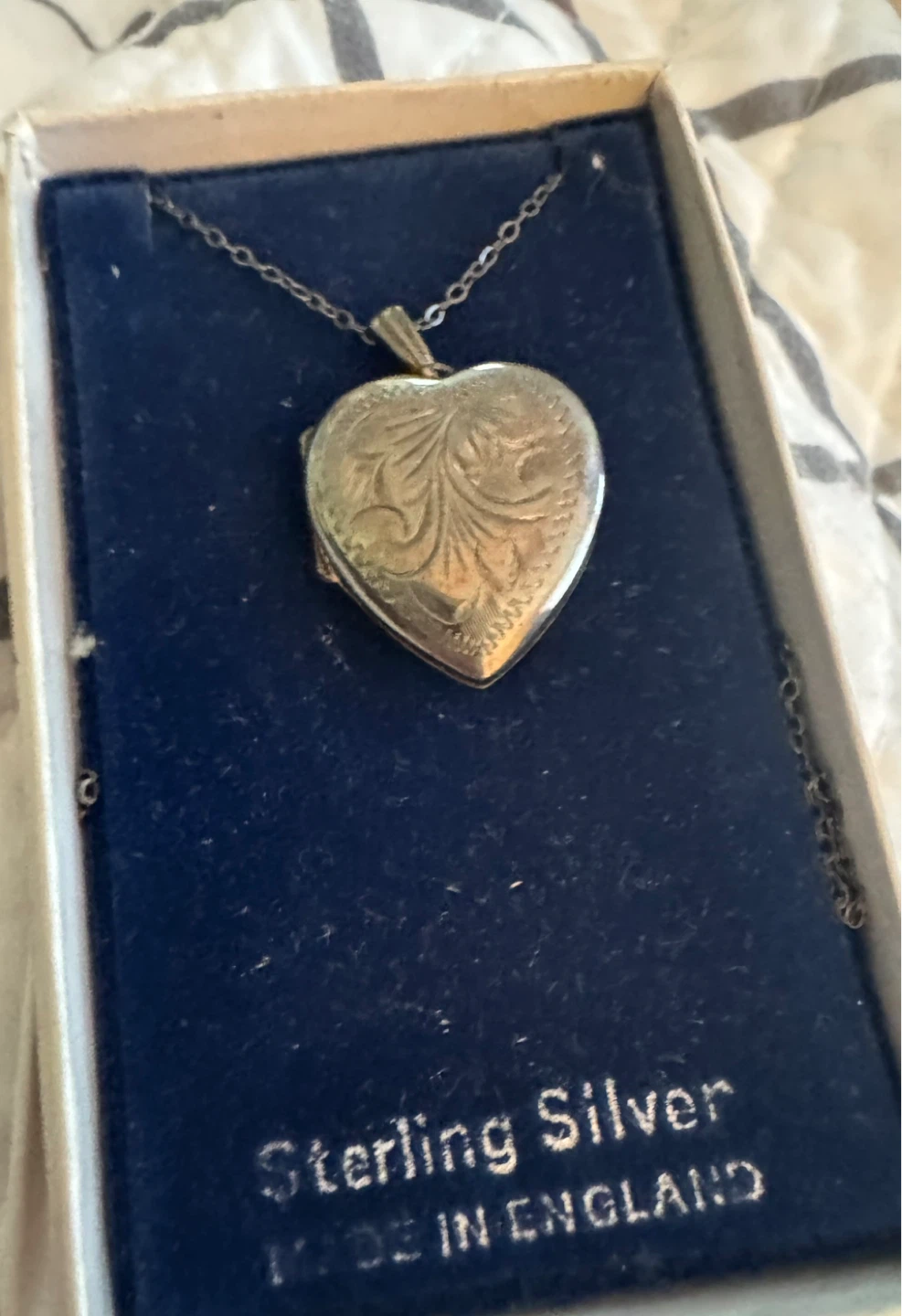 Vintage Sterling Silver Heart Locket Necklace