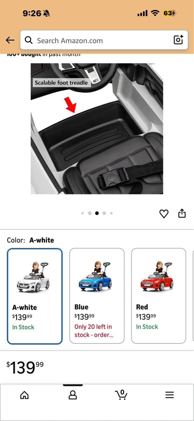 White BMW Ride-On Push Car with Handle - photo 2