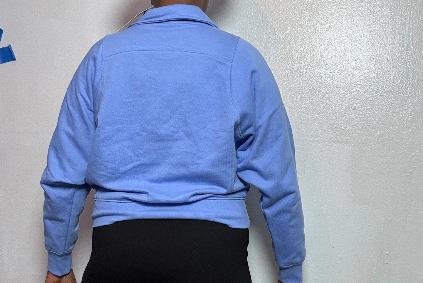 Light Blue Quarter-Zip Sweatshirt with Embroidered Text - photo 5