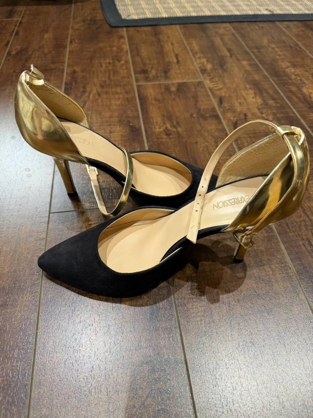 Expression Black & Gold Suede Heels - photo 2