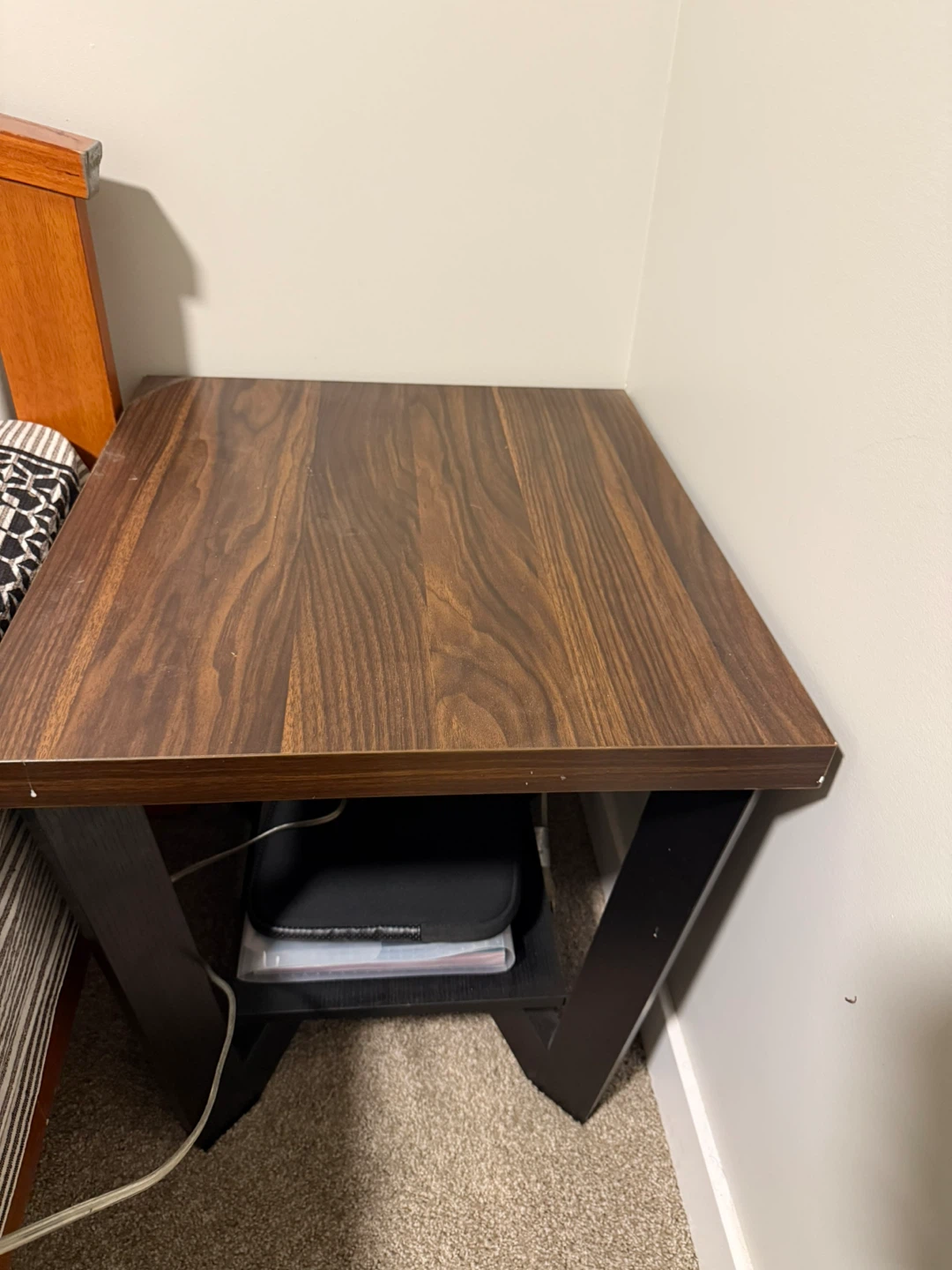 Dark Wood End Table with Shelf - photo 3