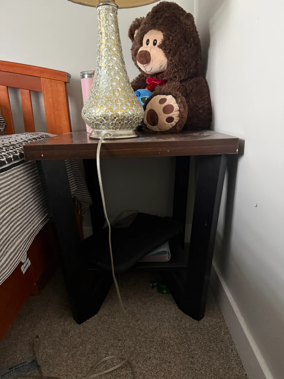 Dark Wood End Table with Shelf - photo 2