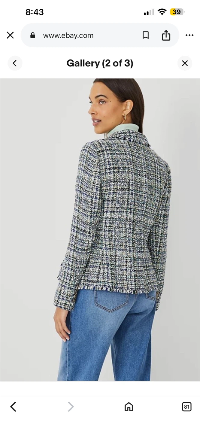 Ann Taylor Double Breasted Shimmer Tweed Blazer Size 6 - photo 3