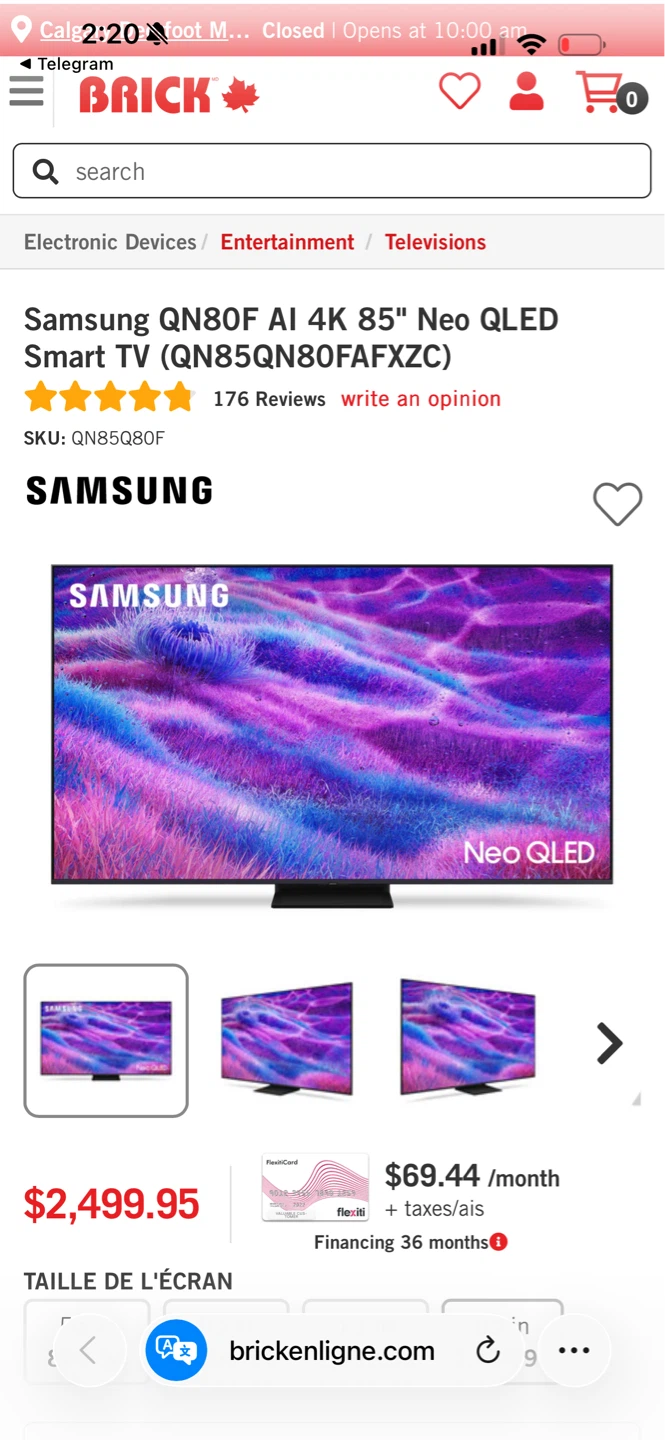 Samsung QN80F AI 4K 85" Neo QLED Smart TV