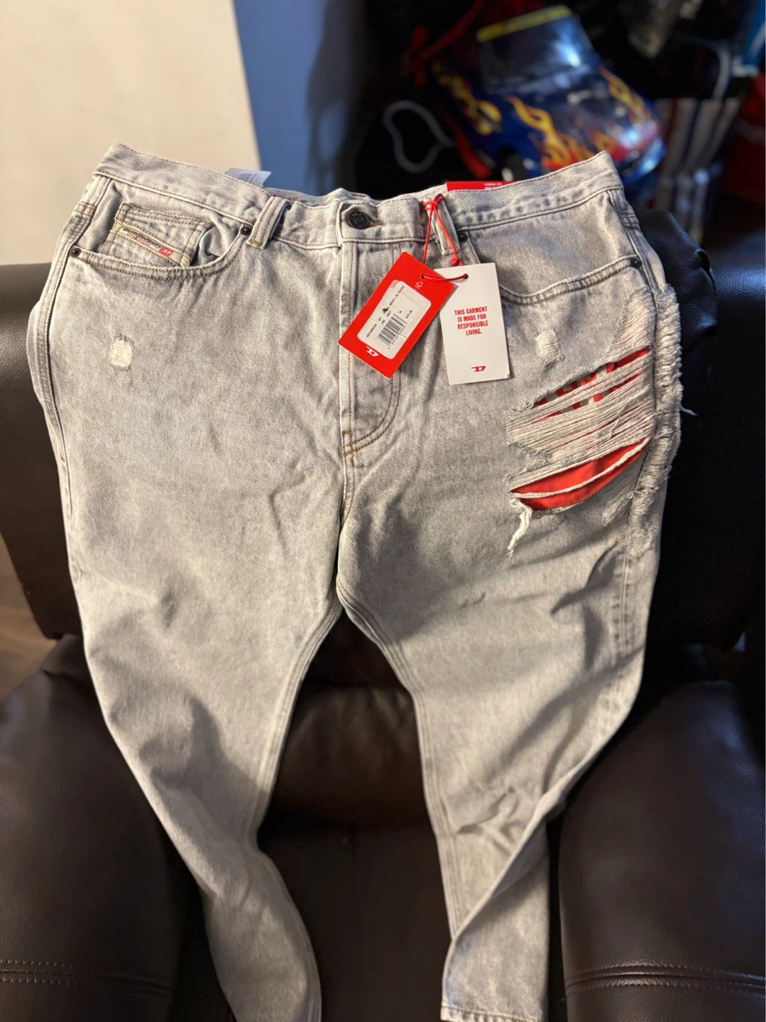 Diesel Industry Men's Grey Distressed Jeans L.30 Trouser
