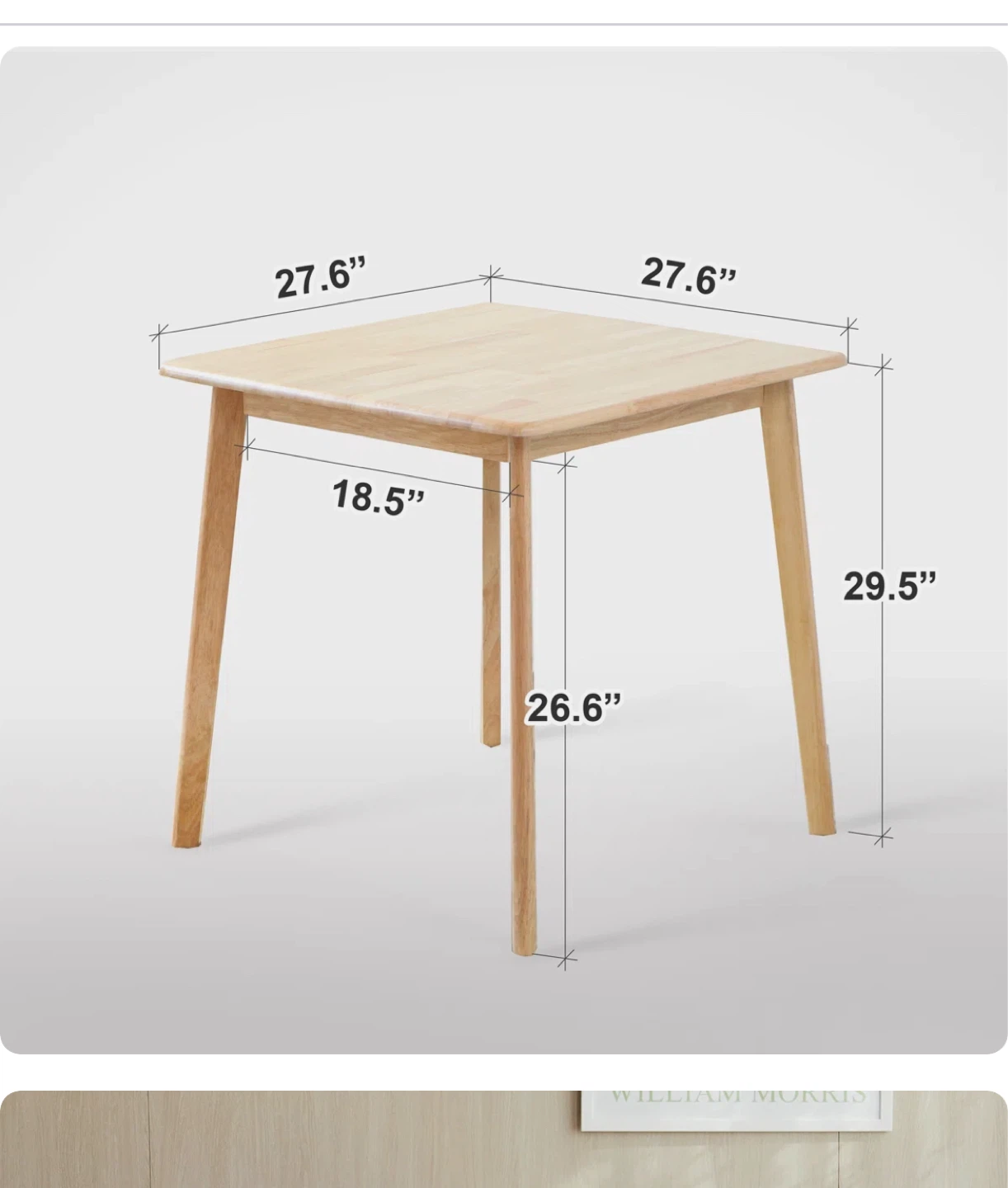 Light Wood Square Dining Table 27.6" - photo 3