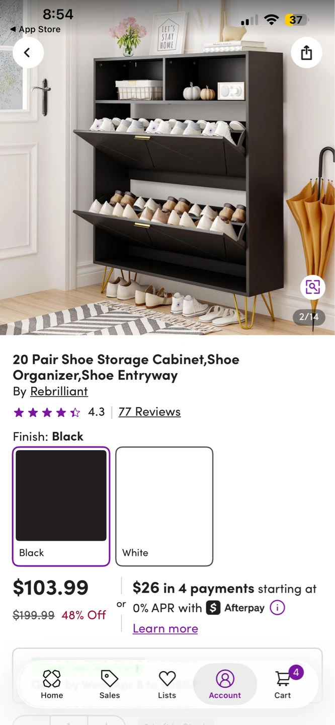 Rebrilliant 20 Pair Shoe Storage Cabinet - Black - photo 2