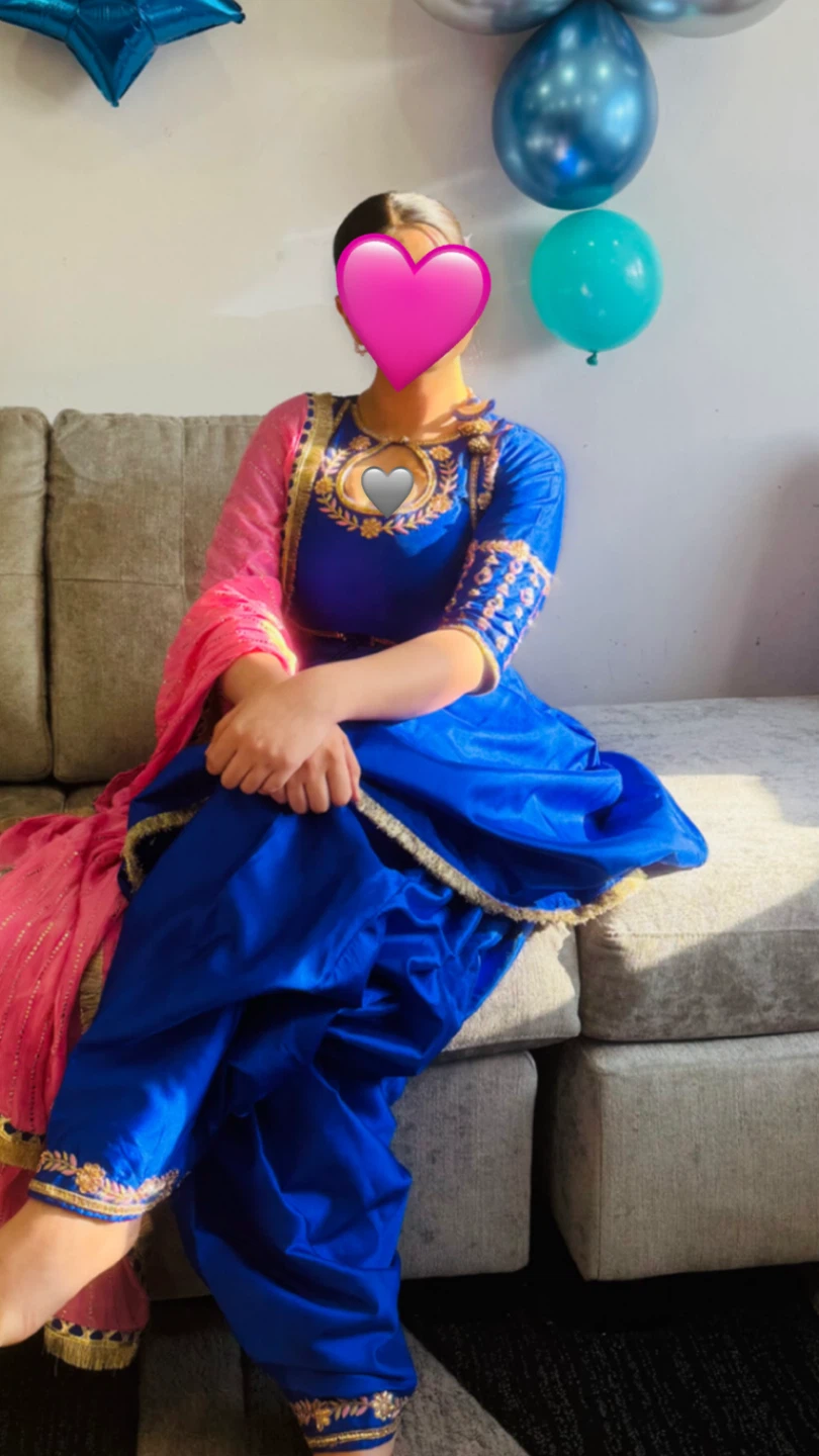 Women's Royal Blue and Pink Punjabi Suit Set