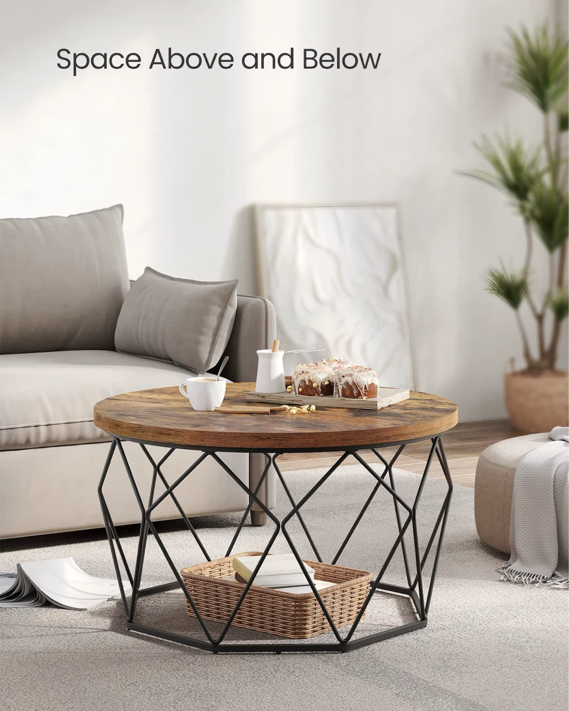 VASAGLE Rustic Brown Coffee Table – Brand New, Boxed 🪑