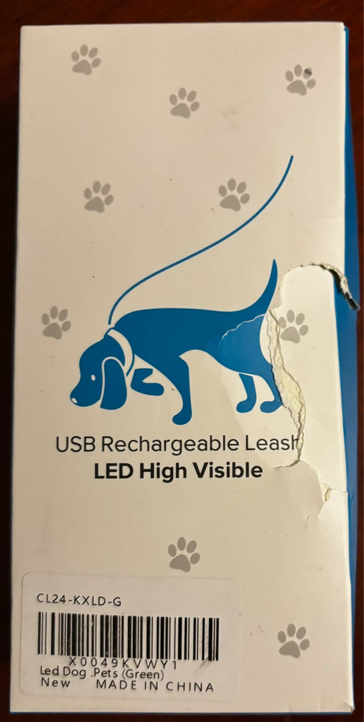 USB Rechargeable LED Dog Leash (Green) - 2 Left