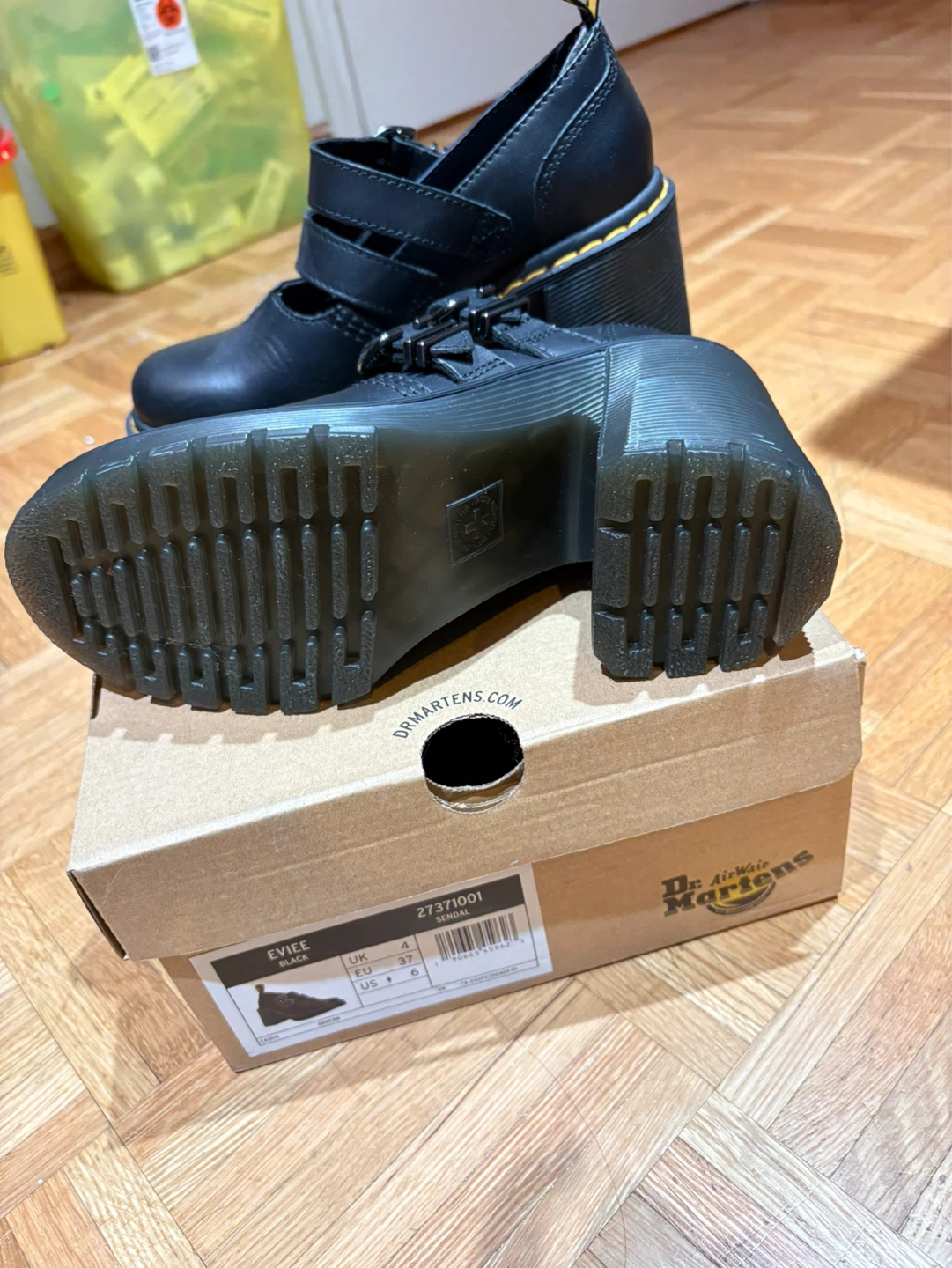 Dr. Martens Eviee Black Leather Platform Heels Size 6 - photo 2
