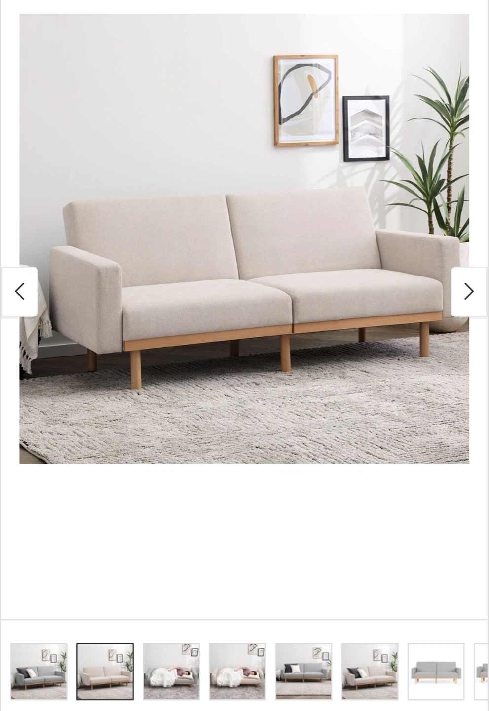 Brookside Home Sheridan Upholstered Futon with Wood Base - Oat