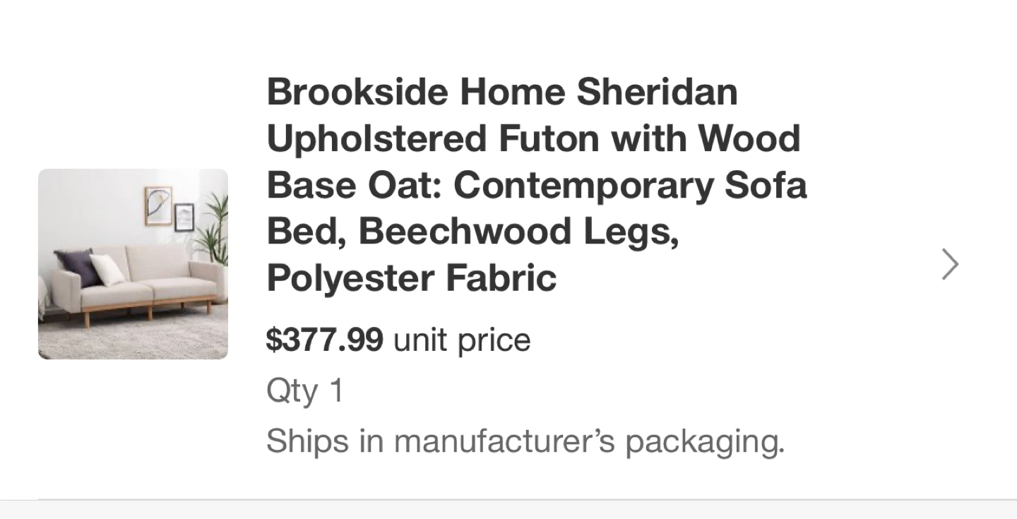Brookside Home Sheridan Upholstered Futon with Wood Base - Oat - photo 3