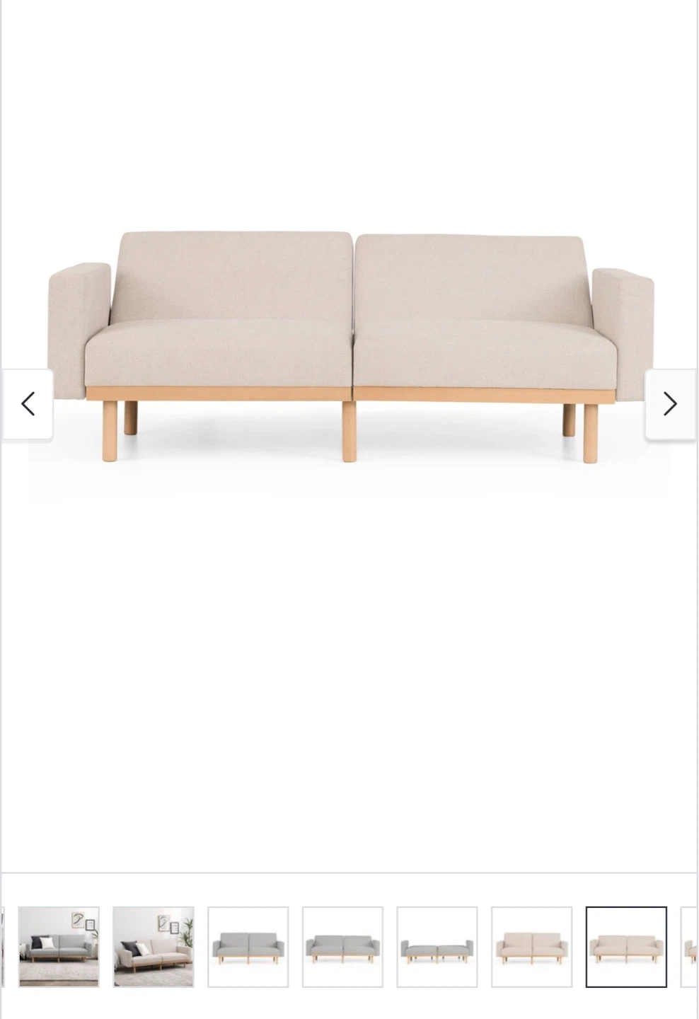 Brookside Home Sheridan Upholstered Futon with Wood Base - Oat - photo 4