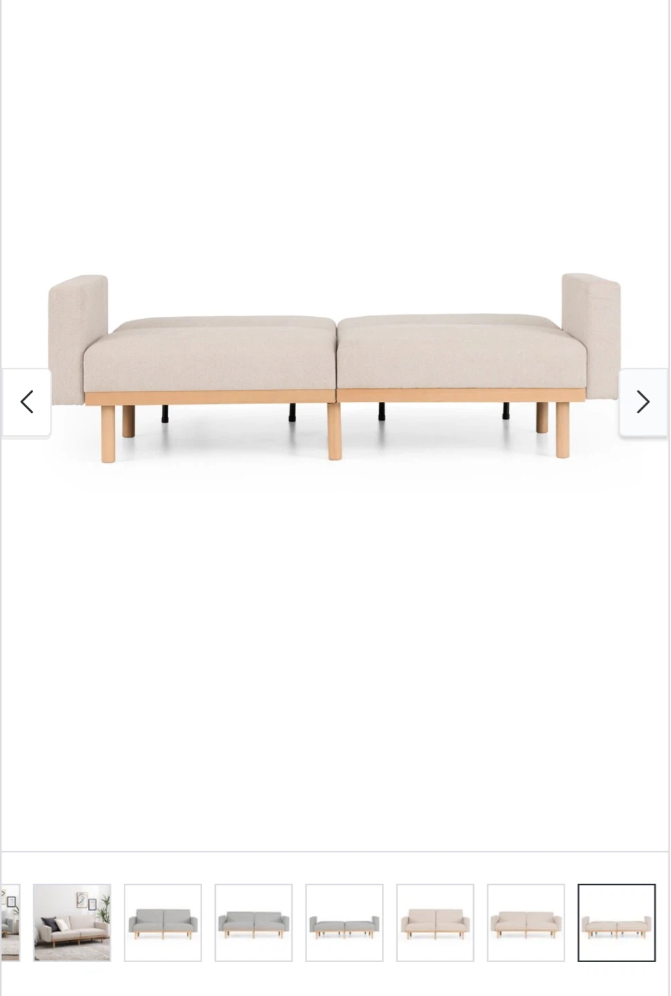 Brookside Home Sheridan Upholstered Futon with Wood Base - Oat - photo 5